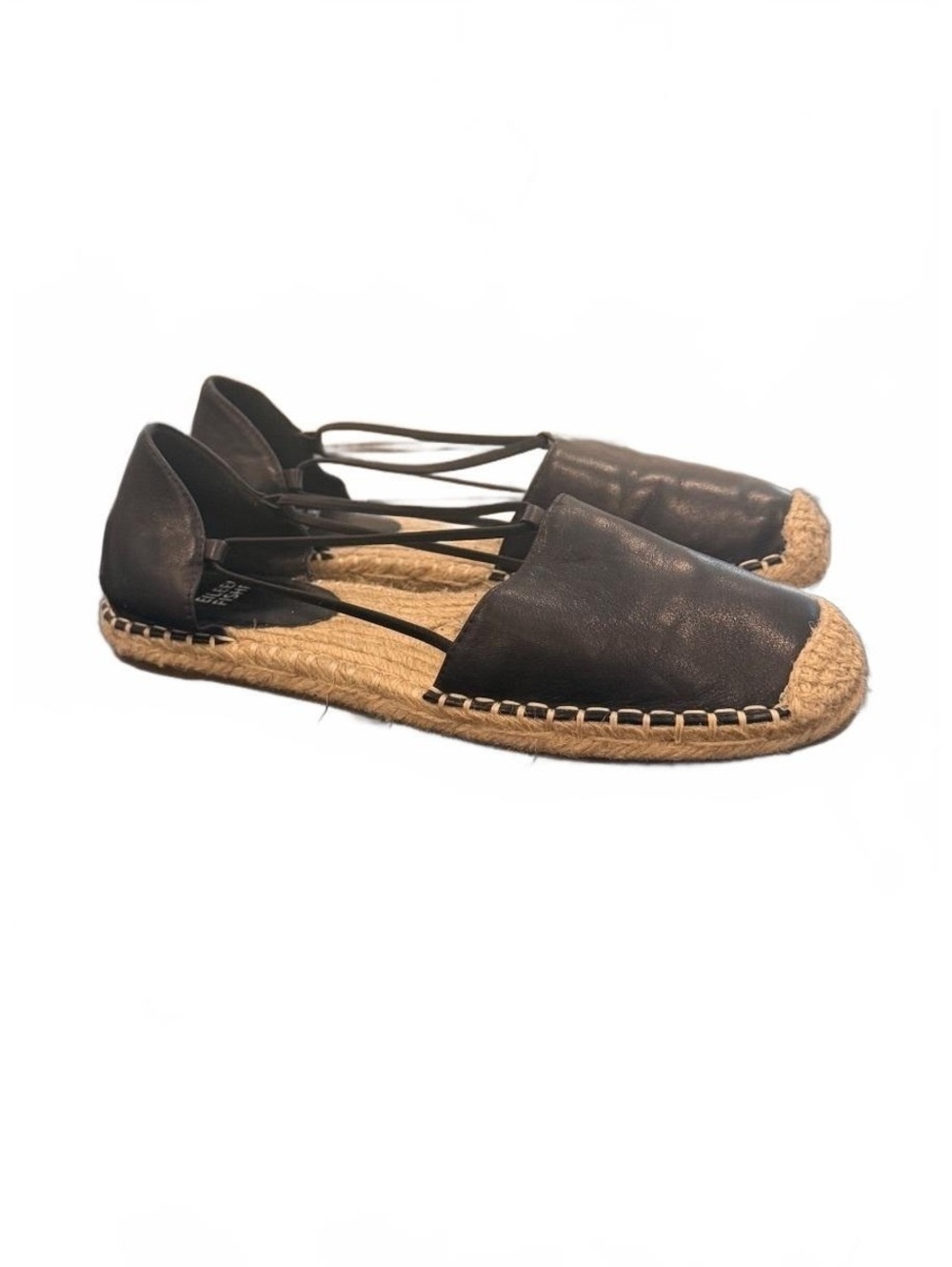 Eileen Fisher Lee d'Orsay Black Leather Flat Espadrille Women’s 7